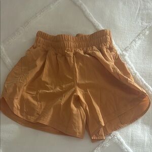 Lululemon Athletica Tan and Orange Athletic Shorts with Elastic Waistband